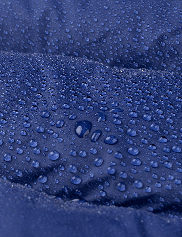 Waterproof Detail of Blue Men's Heated Puffer Jacket