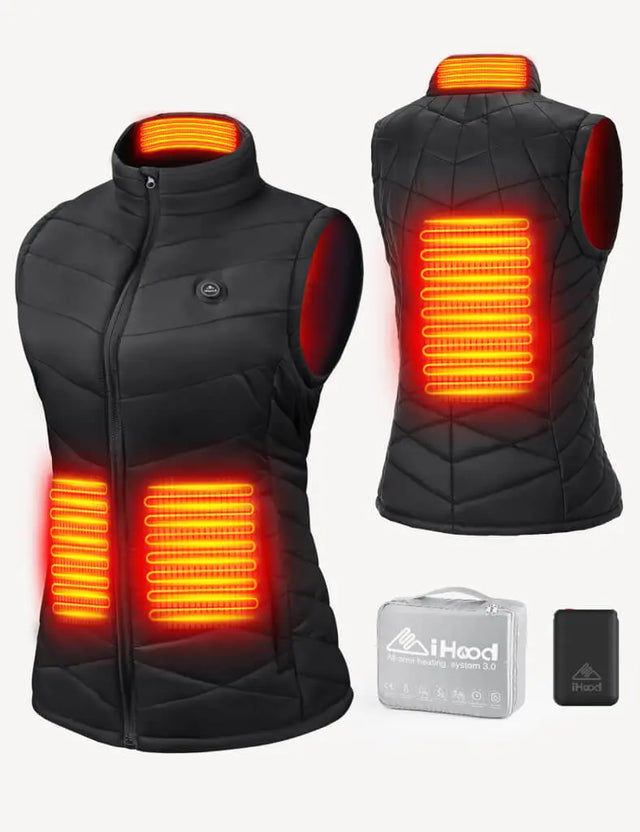 Women's Heated Super Lightweight Vest - Black iHood