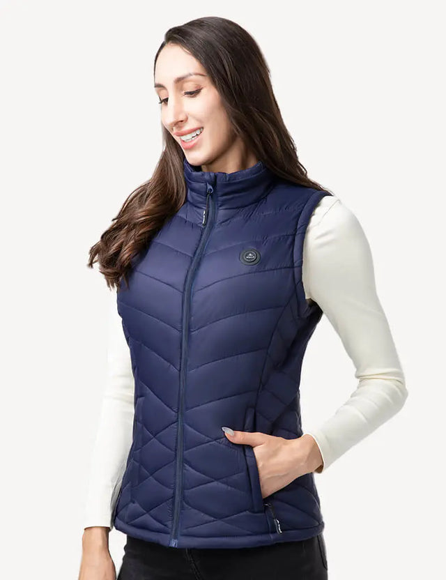 Women's Heated Vest ( Classic & Super Lightweight) - Black/Blue iHood