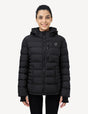 Black Women's Heated Puffer Jacket Front Model View