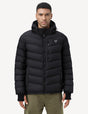 Black Men's Heated Puffer Jacket Front Model View