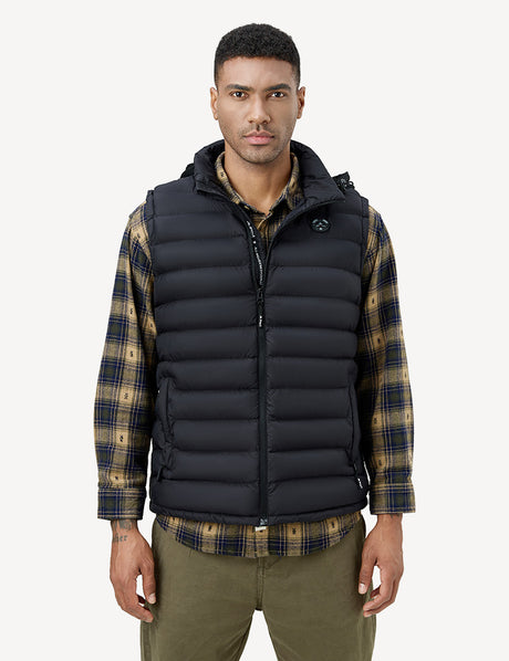 Men's heated vest front view in black color