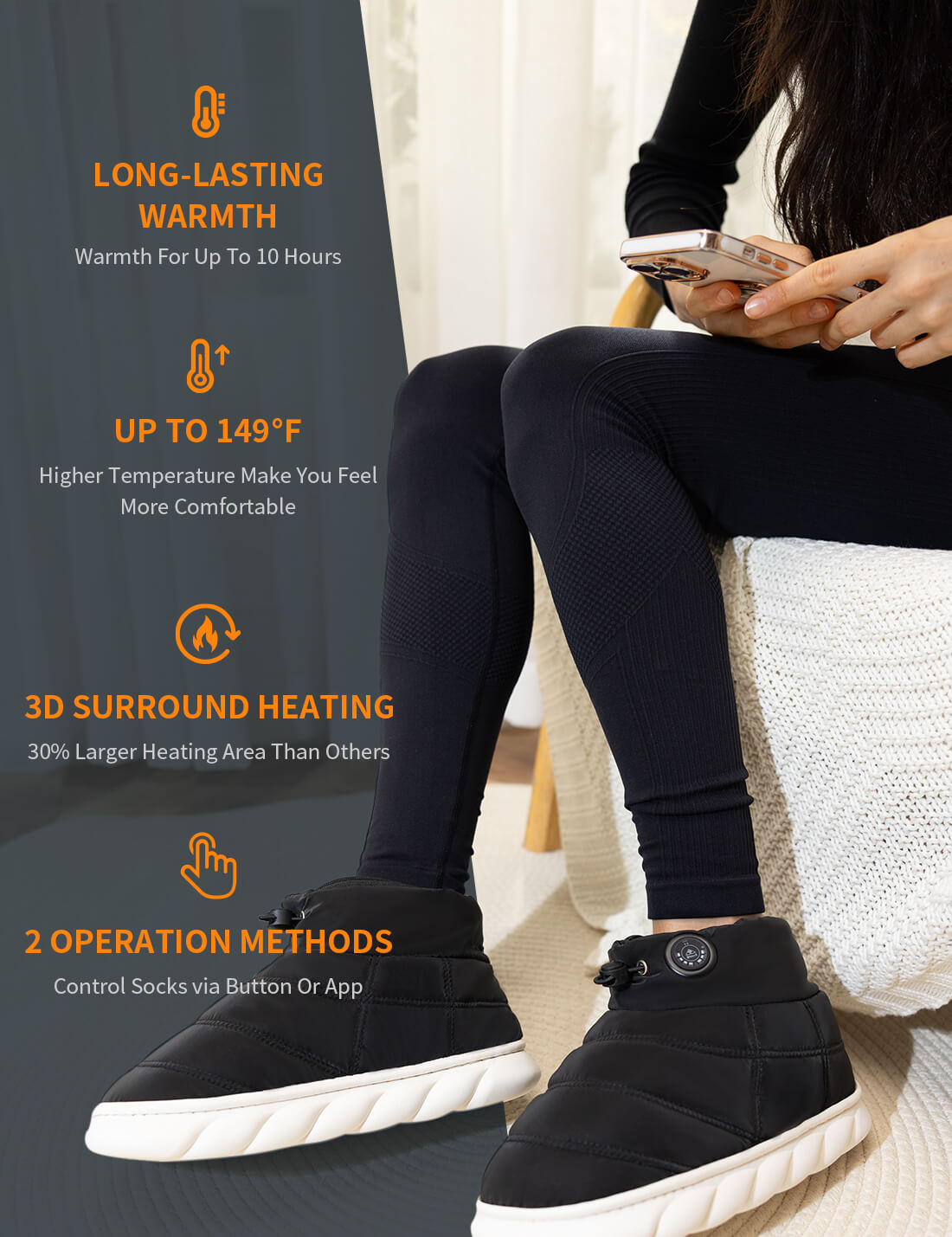 Heated shoes with customizable warmth settings