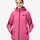 Vibrant pink women's heated jacket displayed on a model, perfect for a trendy winter outfit.