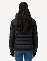 Half Body Back View of Black Women's Heated Puffer Jacket