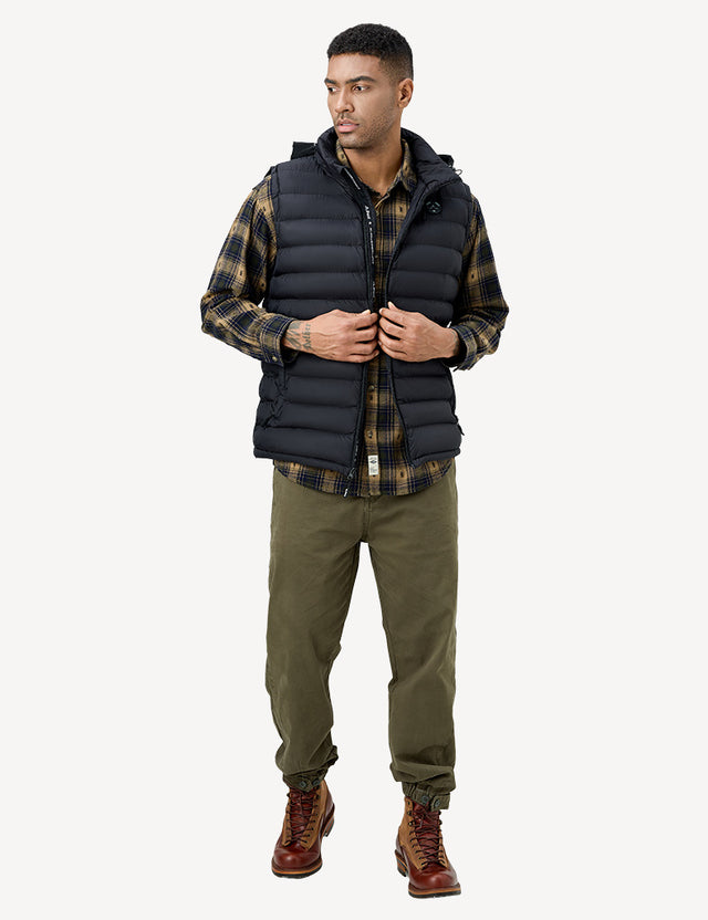 men's heated vest full body modeling view
