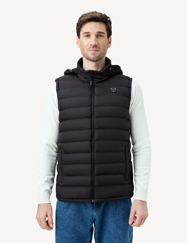men's heated vest half body view